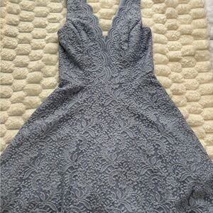 Elegant Lace Sleeveless Dress - Blue